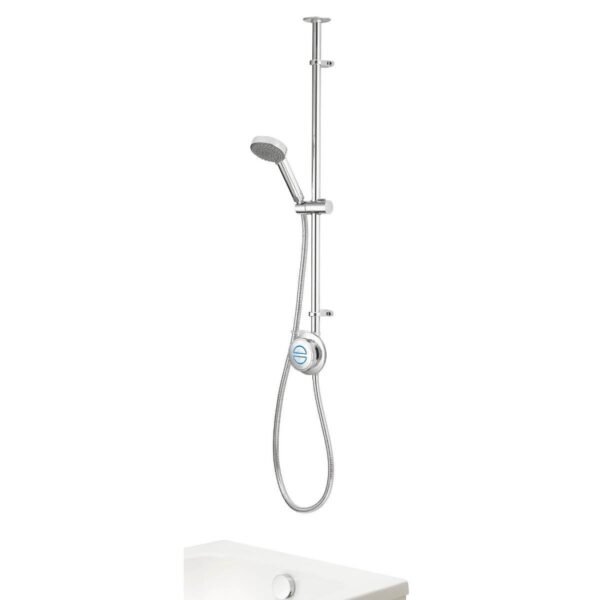 Aqualisa Quartz Classic Slide Rail Kit With Exposed Digital Valve And Bath Filler - Gravity Pump - Chrome