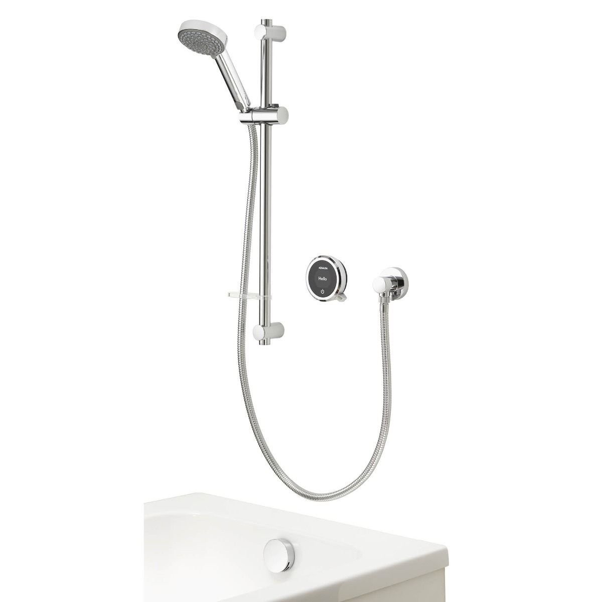 Aqualisa Quartz Touch 2 Outlet Digital Concealed Shower Valve With Slide Rail Kit And Bath Filler - HP - Combi - Chrome