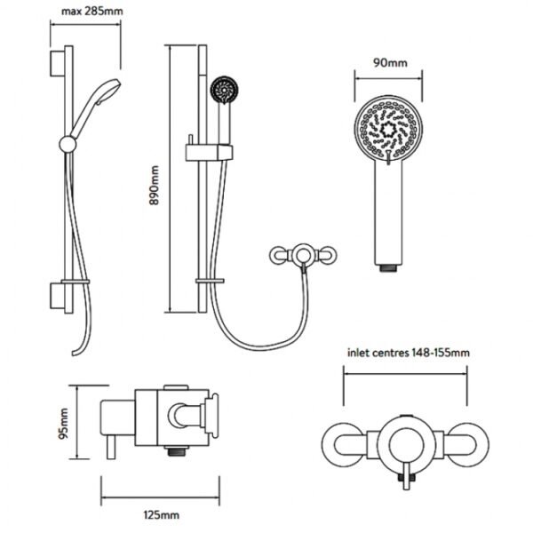 Aqualisa Siren Sl One Outlet Exposed Shower Valve With Slide Rail Kit - Chrome - Image 5