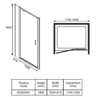Merlyn Ionic Express Recessed Pivot Shower Door And Inline Panel - Chrome - Image 10
