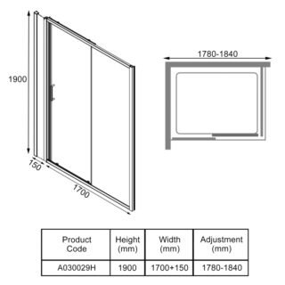 Merlyn Ionic Express Recessed Sliding Shower Door And Inline Panel - Chrome - Image 8