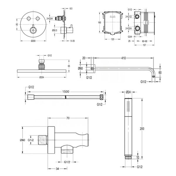Flova Levo GoClick Round 2 Outlet Concealed Shower Kit - Image 2
