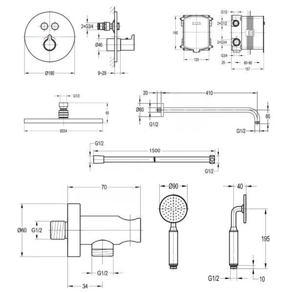 Flova Moonlight GoClick Round 2 Outlet Concealed Shower Kit - Image 2