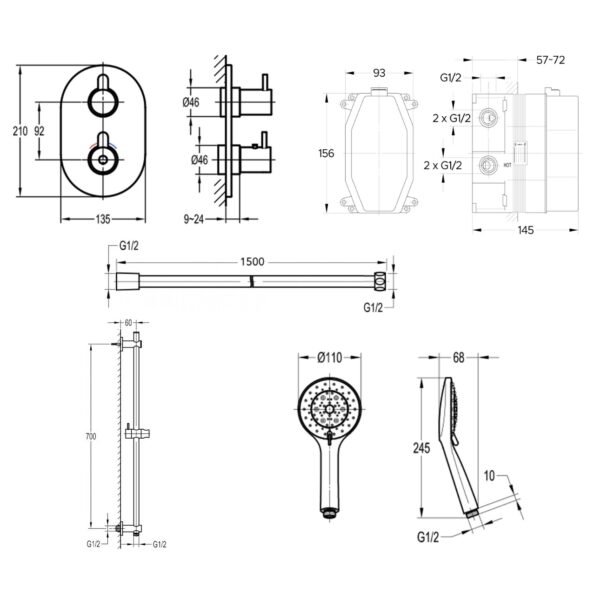 Flova Smart Round 1 Outlet Concealed Shower Kit - Image 2