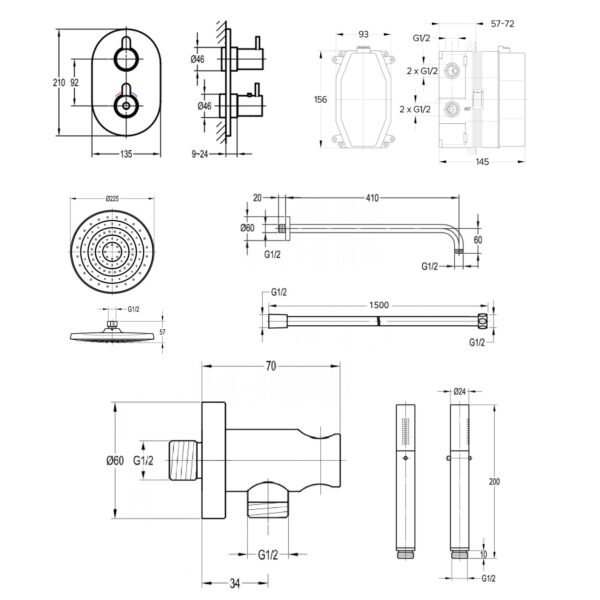 Flova Smart Round 2 Outlet Concealed Shower Kit - Image 2