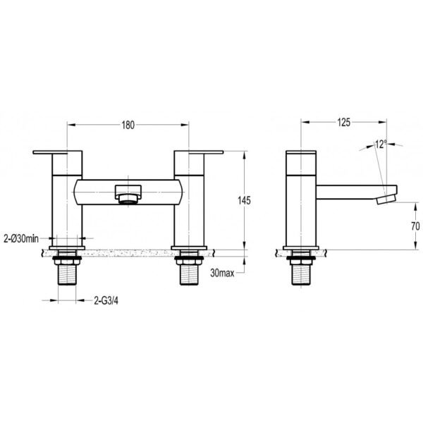 Flova Smart Deck Mounted Bath Filler Tap - Image 4