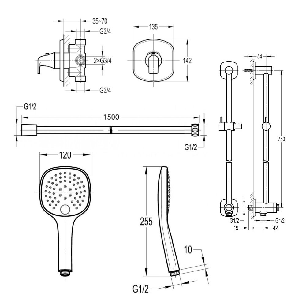 Flova Fusion GoClick 1 Outlet Concealed Shower Kit - Chrome - Image 2