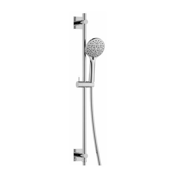 Flova Levo Square Slide Rail With 5 Function Shower Handset Smooth Hose And Integral Wall Outlet Elbow - Chrome