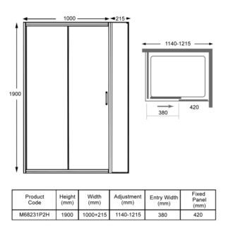 Merlyn 6 Series Recessed Sliding Shower Door And Inline Panel - Chrome - Image 10