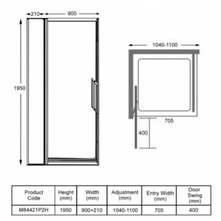 Merlyn 8 Series Recessed Infold Shower Door And Inline Panel - Chrome - Image 8