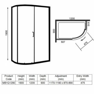 Merlyn Mbox 2 Door Offset Quadrant Shower Enclosure - Image 4