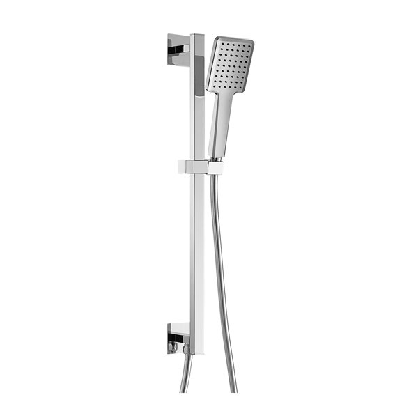 Flova Quba Slide Rail With Shower Handset Smooth Hose And Integral Wall Outlet Elbow - Chrome