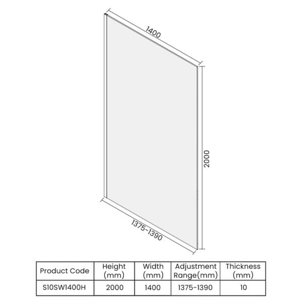 Merlyn 10 Series Wetroom Glass Panel with Wall Profile And Stabilising Bar - Image 14