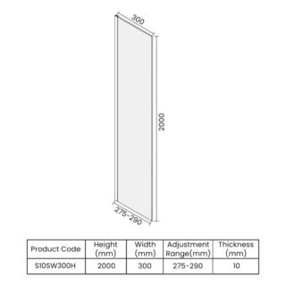 Merlyn 10 Series Wetroom Glass Panel with Wall Profile And Stabilising Bar - Image 4