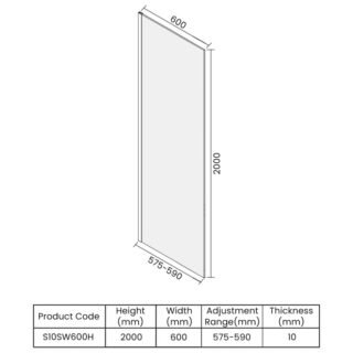 Merlyn 10 Series Wetroom Glass Panel with Wall Profile And Stabilising Bar - Image 7