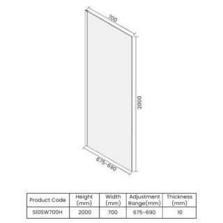 Merlyn 10 Series Wetroom Glass Panel with Wall Profile And Stabilising Bar - Image 8