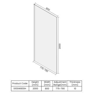 Merlyn 10 Series Wetroom Glass Panel with Wall Profile And Stabilising Bar - Image 9