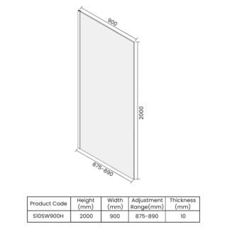 Merlyn 10 Series Wetroom Glass Panel with Wall Profile And Stabilising Bar - Image 10