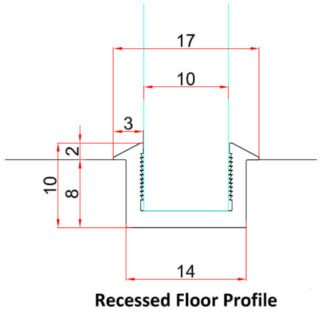 Merlyn 10 series Flush Floor Profile - 1400mm Long - Image 2