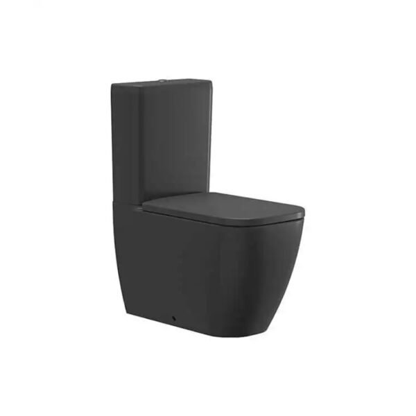 Tissino Davoli Close Coupled Rimless Soft Square Pan, Cistern & Wrap Seat With Flush Button
