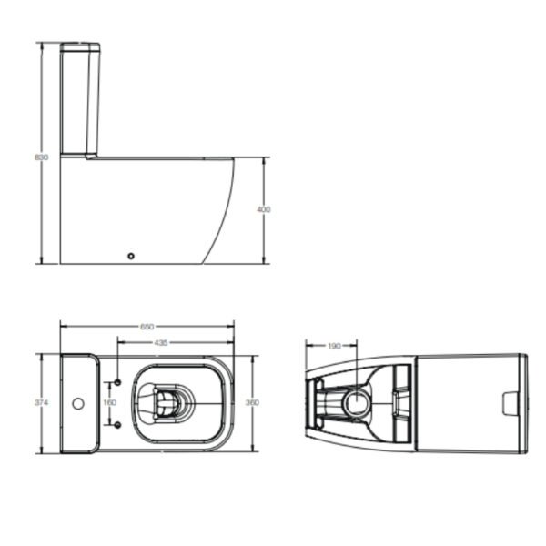 Tissino Davoli Close Coupled Rimless Soft Square Pan, Cistern & Wrap Seat With Flush Button - Image 2