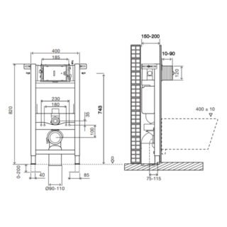 Tissino Rocco2 Pneumatic Universal Framed Cistern - 820mm High - Image 2