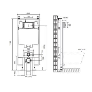 Tissino Rocco2 Pneumatic Universal Framed Cistern - 1140mm High - Image 2
