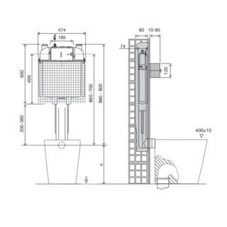 Tissino Rocco2 Pneumatic Concealed Cistern -  80mm Deep - Image 2