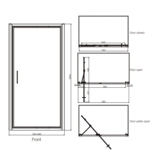 Tissino Rivelo in-fold shower door - Chrome - Image 8