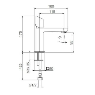 Tissino Mono Basin Mixer Tap With Cube Handle - Image 2