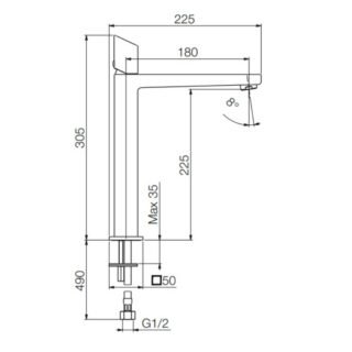 Tissino High Spout Mono Basin Mixer Tap With Cube Handle - Image 2