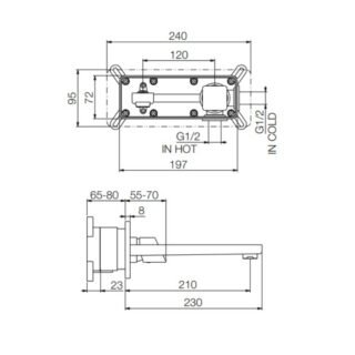 Tissino Wall Mounted Basin Mixer Tap With Cube Handle - Image 2