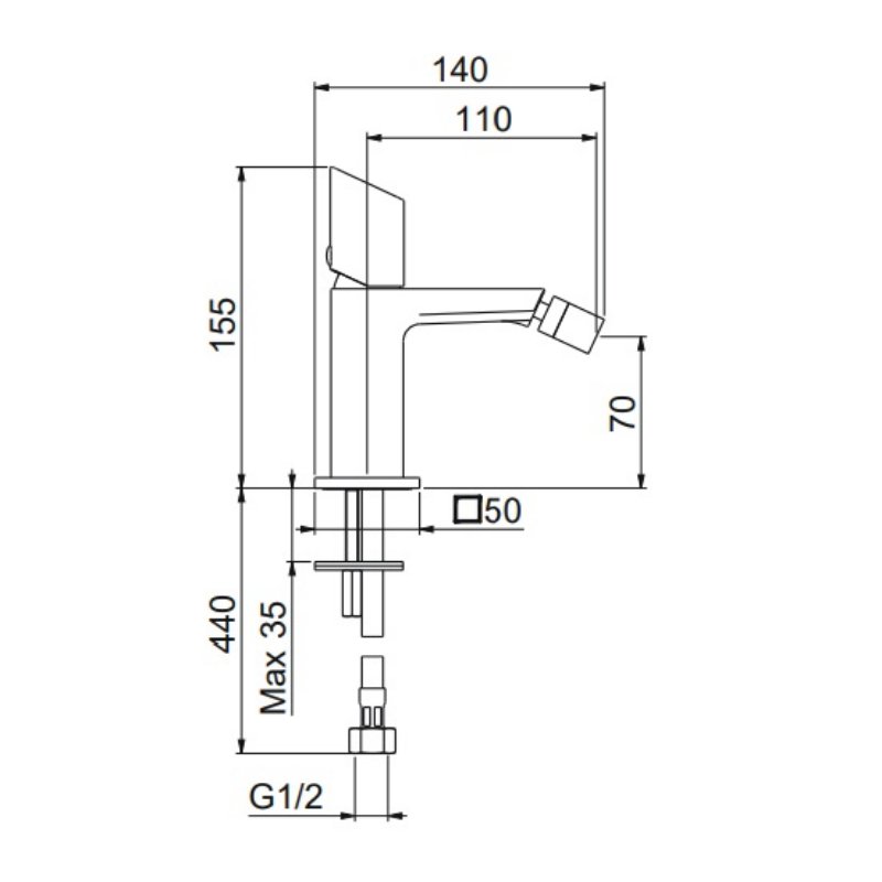 Tissino Bidet Mixer Tap With Cube Handle - Image 2