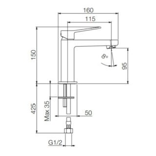 Tissino Mono Basin Mixer Tap With Angled Handle - Image 2