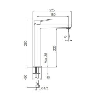 Tissino High Spout Mono Basin Mixer Tap With Angled Handle - Image 2
