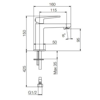 Tissino Mono Basin Mixer Tap With Straight Handle - Image 2