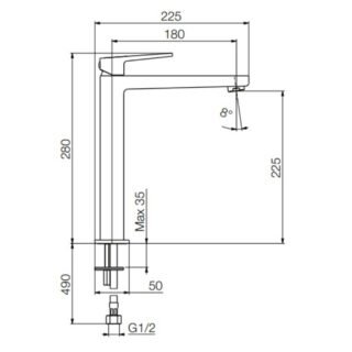 Tissino High Spout Mono Basin Mixer Tap With Straight Handle - Image 2