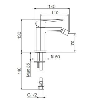 Tissino Bidet Mixer Tap With Straight Handle - Image 2