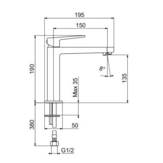 Tissino Midi Height Mono Basin Mixer Tap With Straight Handle - Image 2