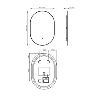 Tissino Terzo Backlit Matt Black Capsule Mirror - 600mm x 800mm - Image 2