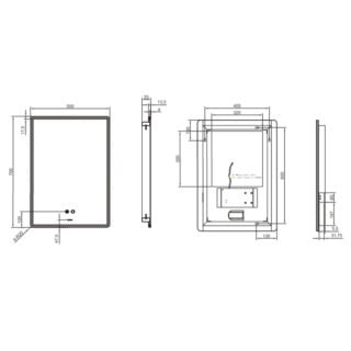 Tissino Varano LED mirror with shaver socket - 500mm x 700mm - Image 2
