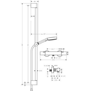 Hansgrohe Pulsify Select S 1-Outlet 900mm Exposed Bar Shower Set - Image 2