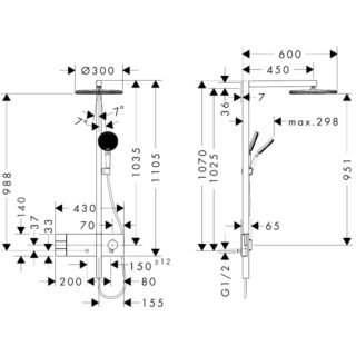 Hansgrohe Raindance Alive S 2-Outlet Showerpipe 300 2Jet With Showerselect Comfort Thermostat For Concealed Installation - Image 5