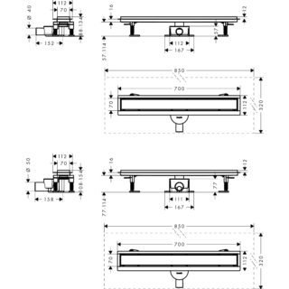 Hansgrohe Raindrain Go Complete Set Shower Drain 700 Tileable Rear Cover For Standard/Flat Installation - Image 2