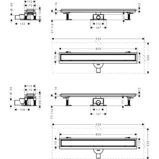 Hansgrohe Raindrain Go Complete Set Shower Drain 800 Tileable Rear Cover For Standard/Flat Installation - Image 2