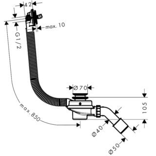 Hansgrohe Tubset Universal Basic Set For Waste And Overflow Set For Bathtubs - Image 2