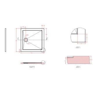 Eastbrook Corsair Square Shower Tray - White - Image 3