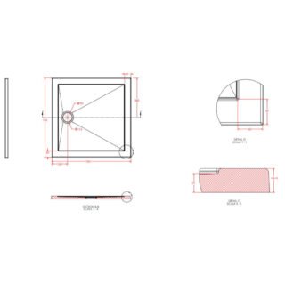 Eastbrook Corsair Square Shower Tray - White - Image 4