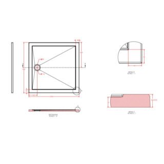 Eastbrook Corsair Square Shower Tray - White - Image 6