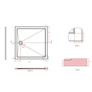 Eastbrook Corsair Square Shower Tray - White - Image 7
